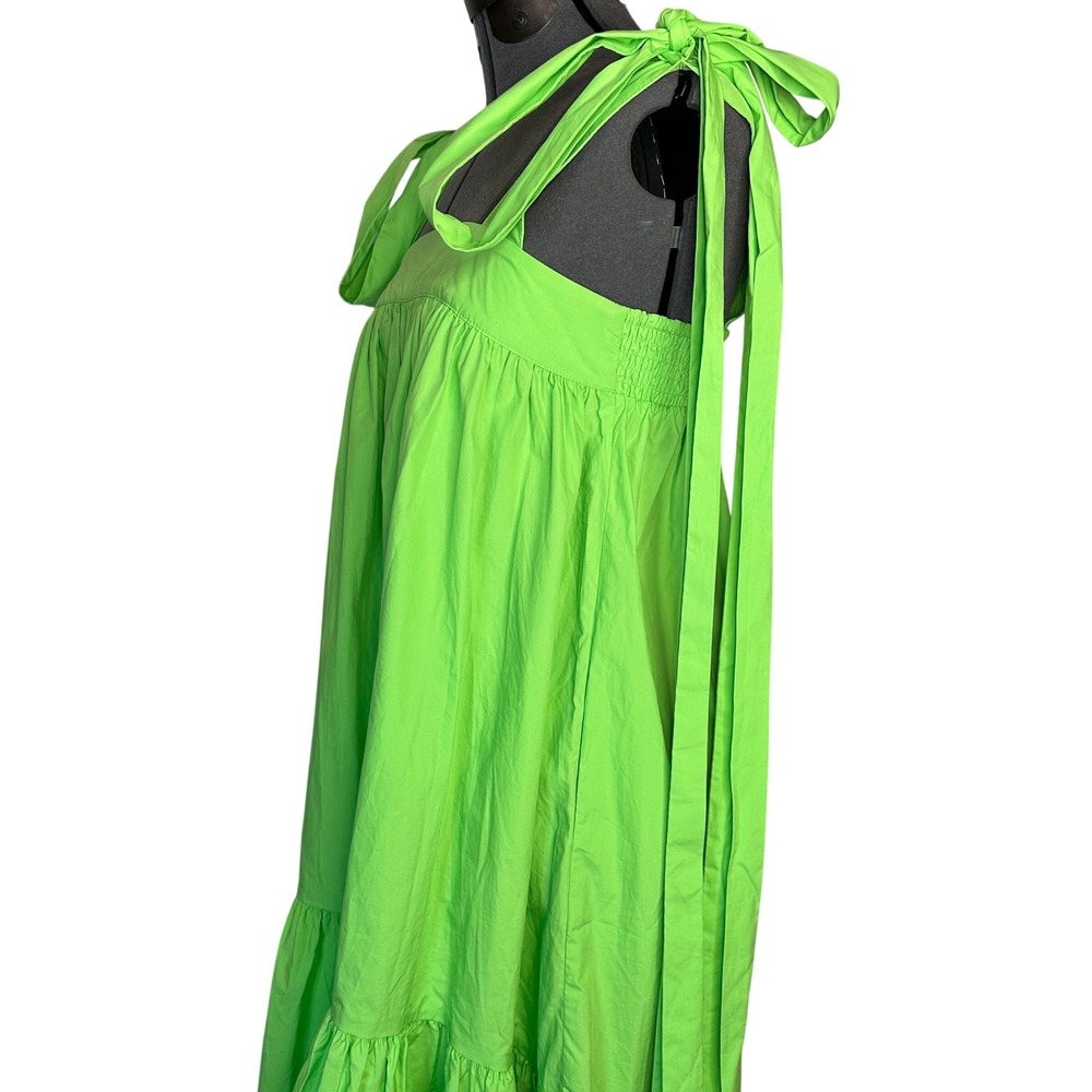 Christopher John Rogers x Target Lime Green Cotton Maxi Dress Tie XXS Pockets - Picture 11 of 11